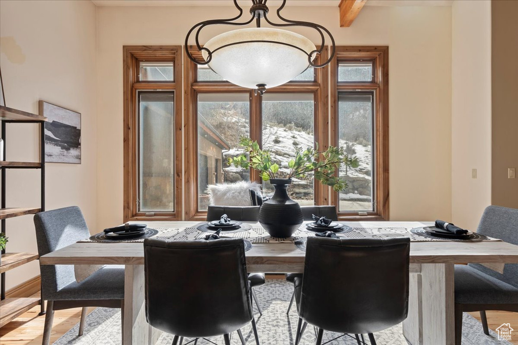 Dining space featuring light hardwood / wood-style floors