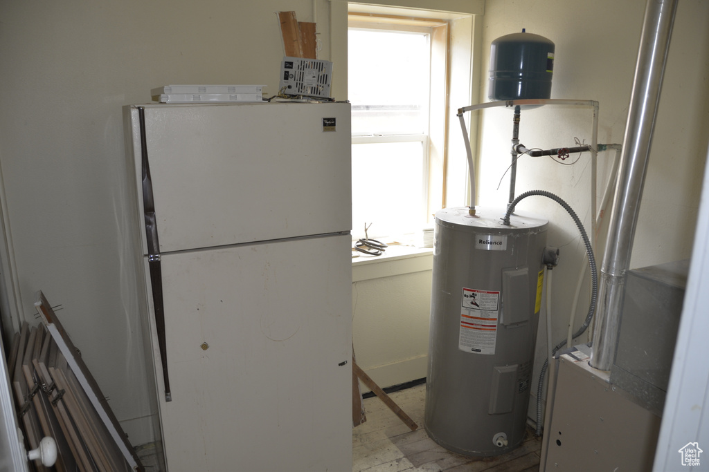 Utility room with electric water heater