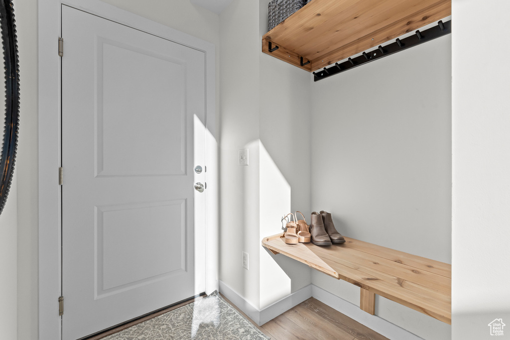 Mudroom featuring light hardwood / wood-style flooring
