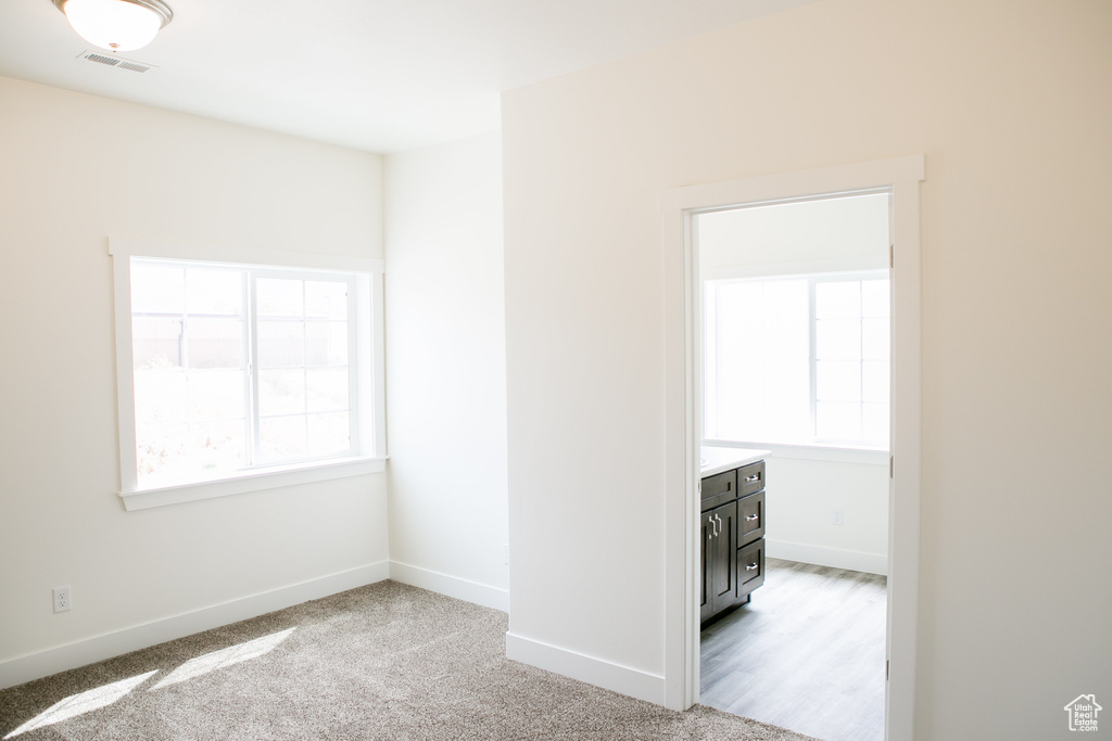 Unfurnished room featuring a wealth of natural light and light hardwood / wood-style flooring