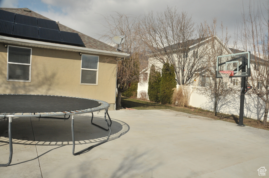 View of patio / terrace featuring a trampoline