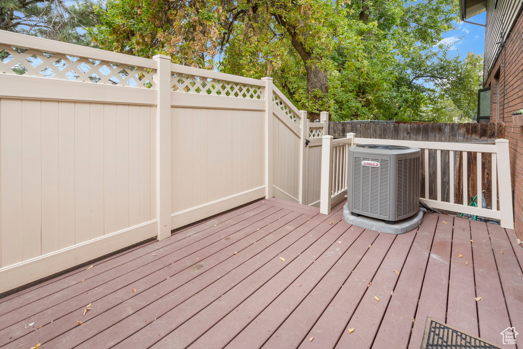 Wooden deck with central AC unit