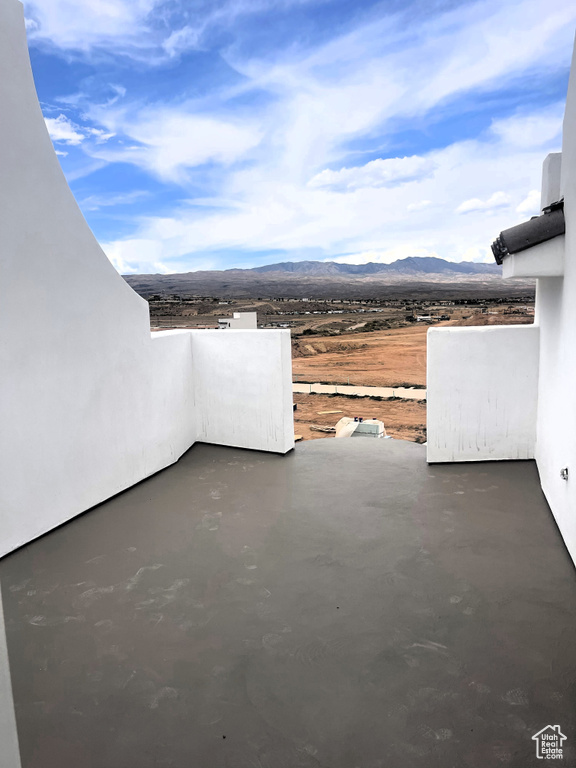 View of terrace with a mountain view