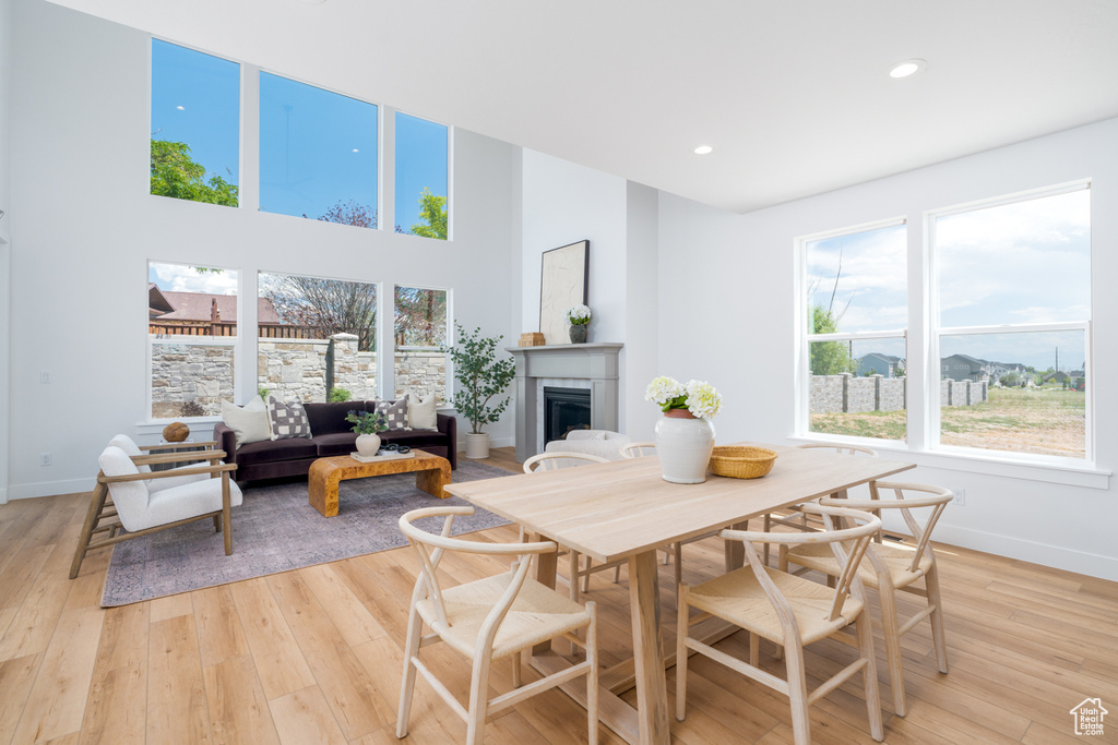 Dining space featuring light wood-type flooring