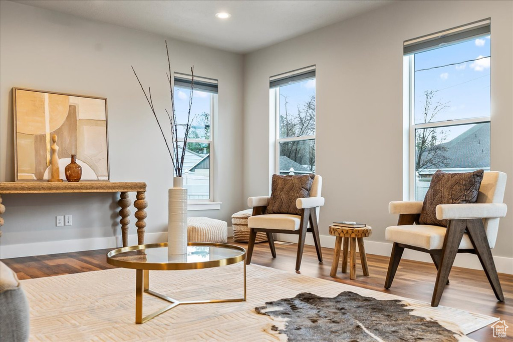 Living area featuring hardwood / wood-style floors
