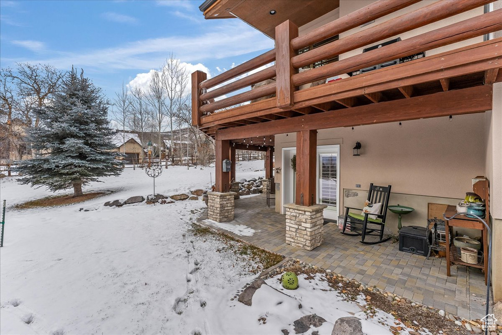 View of snow covered patio