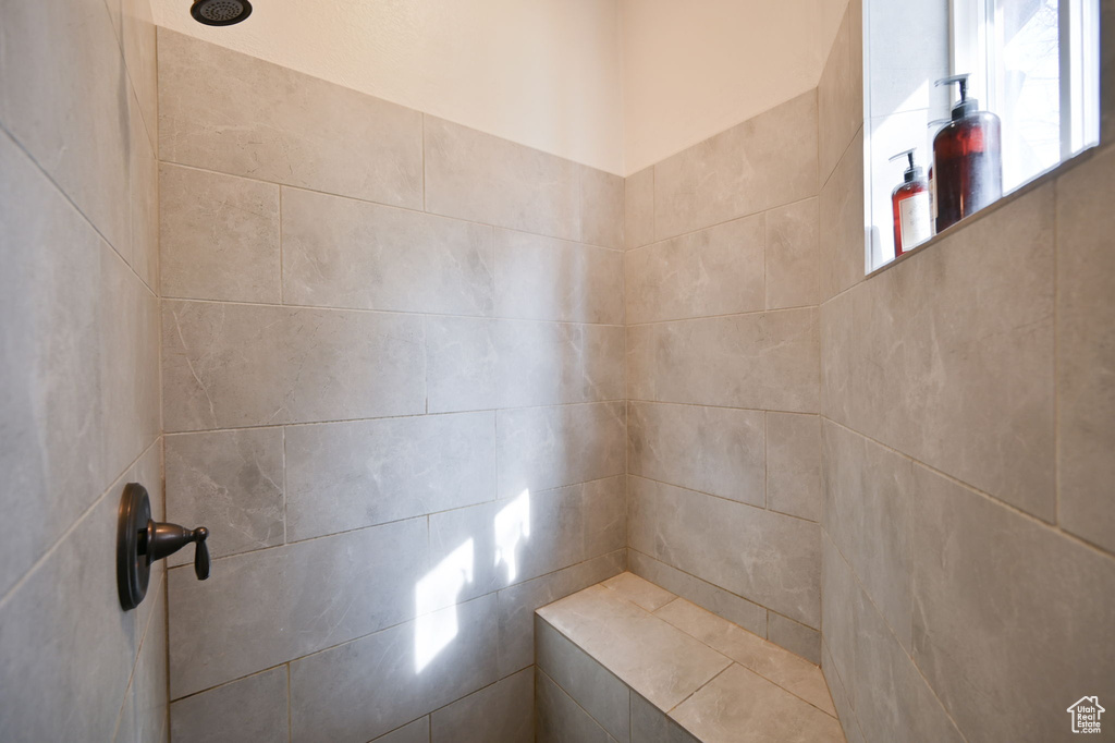 Interior space with a tile shower