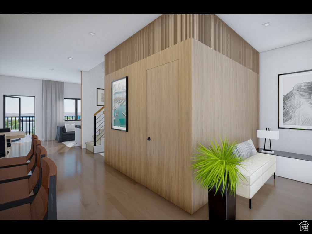 Hallway featuring hardwood / wood-style flooring