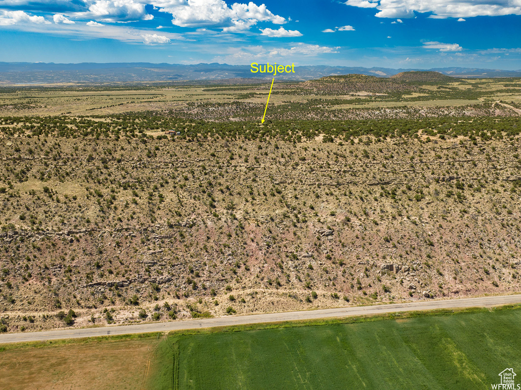 Aerial view featuring a mountain view