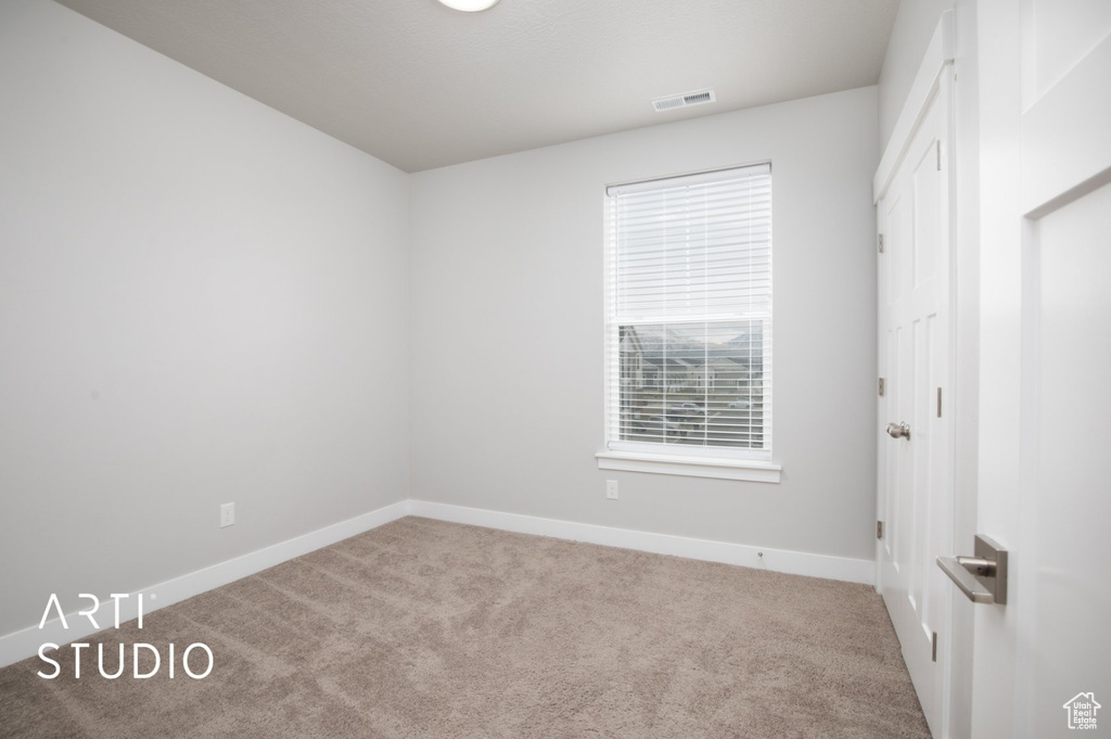 Unfurnished room featuring light colored carpet and a wealth of natural light