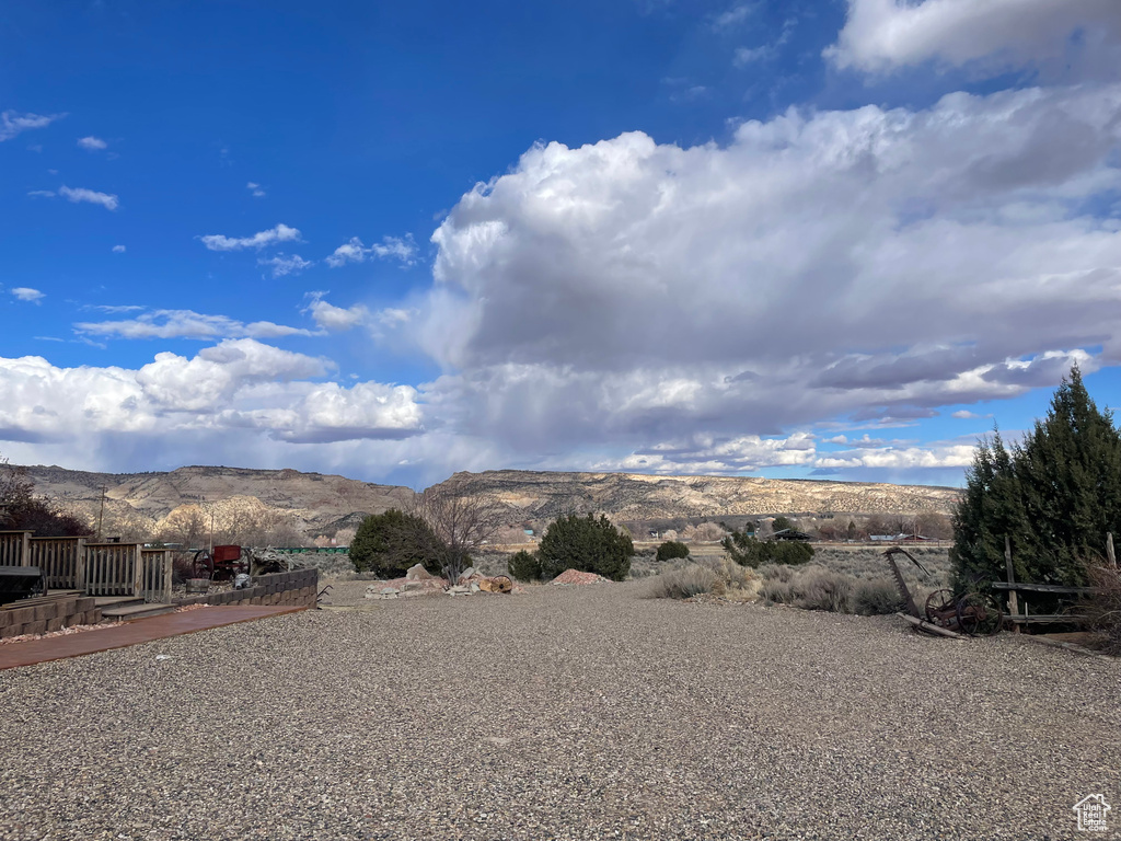 Exterior space featuring a mountain view