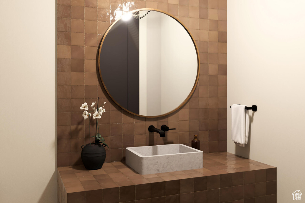 Bathroom with tile walls