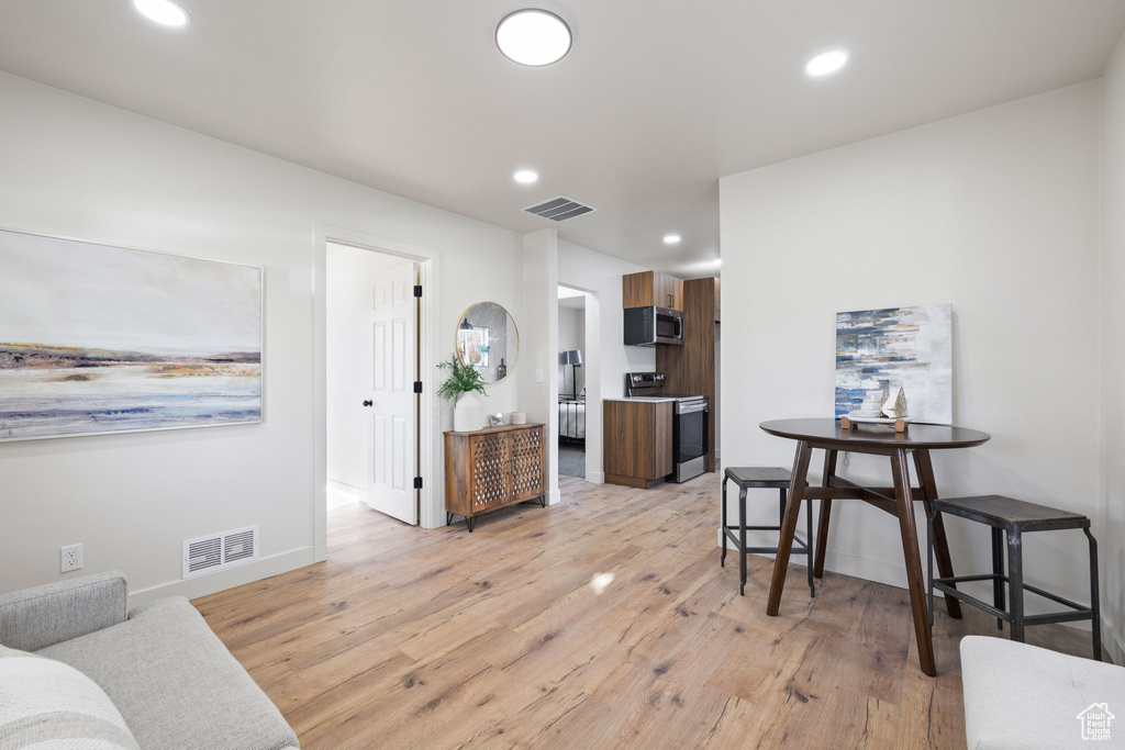 Interior space featuring light hardwood / wood-style flooring