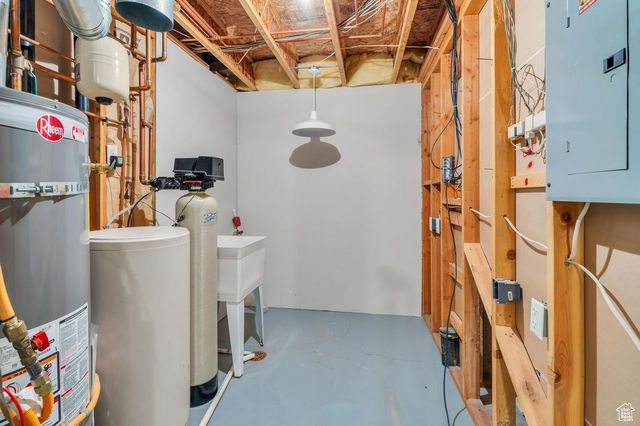 Interior space with water heater