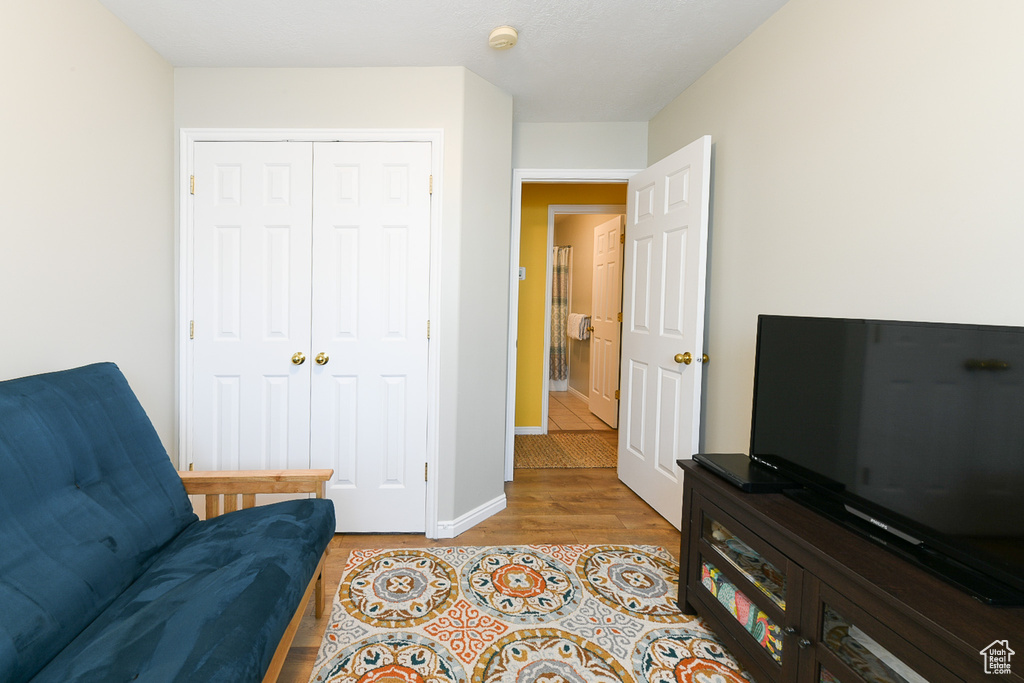 Living area featuring light hardwood / wood-style flooring