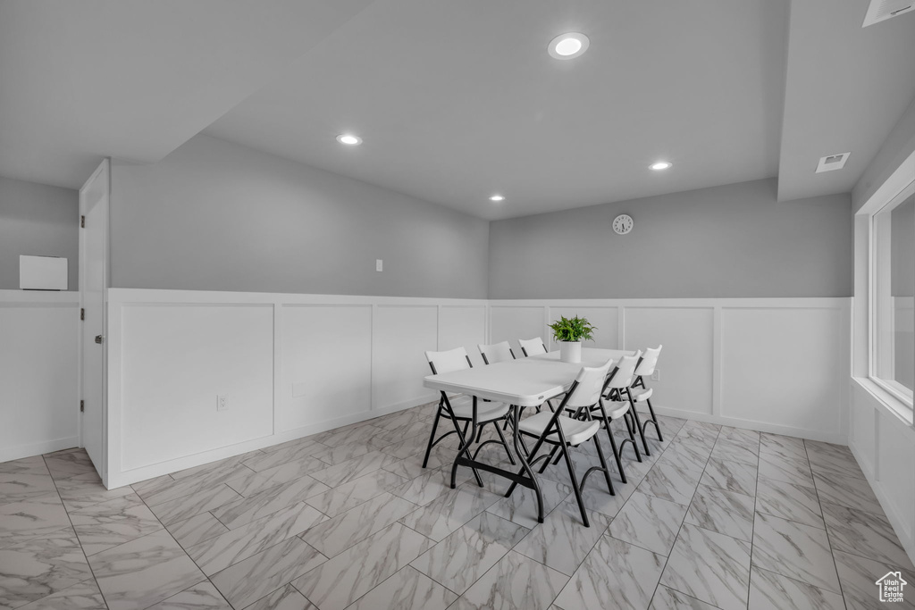 Dining room featuring light tile flooring