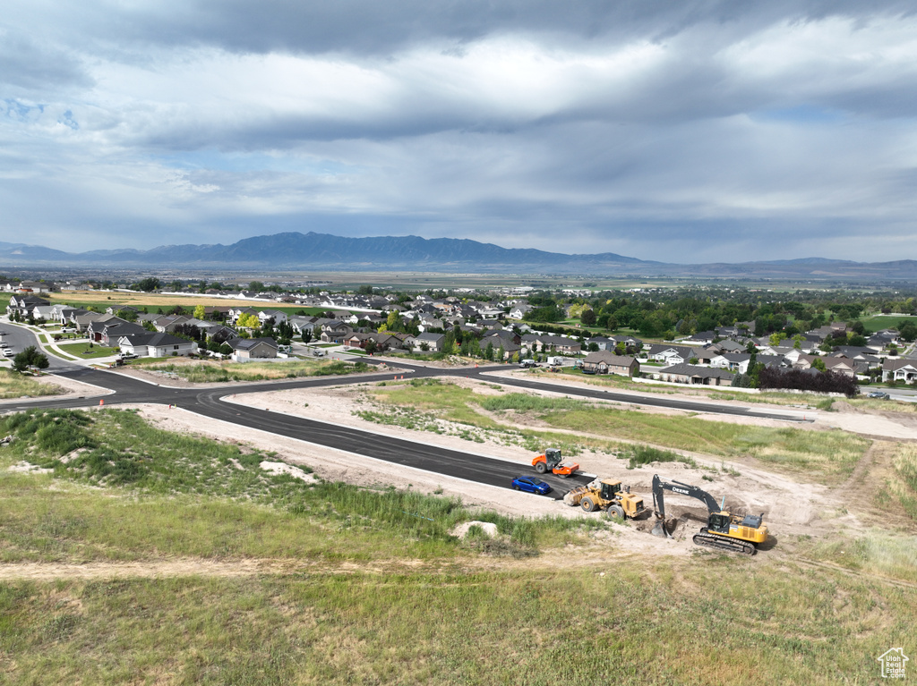 Aerial view featuring a mountain view