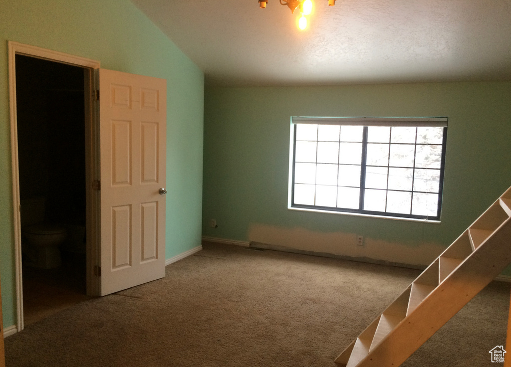 Interior space featuring a walk in closet and carpet flooring