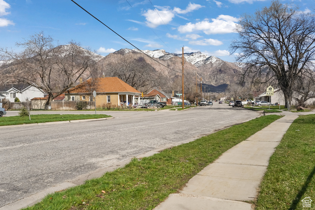 View of street with a mountain view