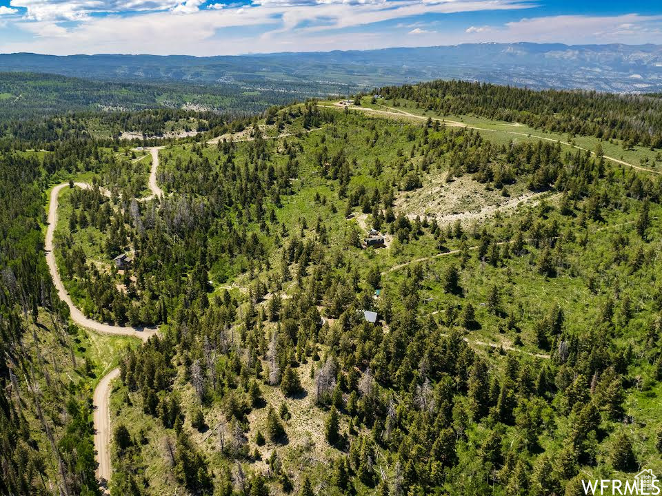 Drone / aerial view with a mountain view