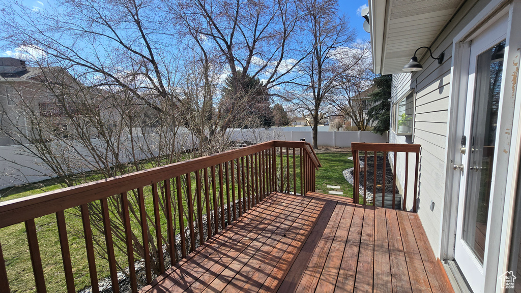 Wooden deck with a lawn