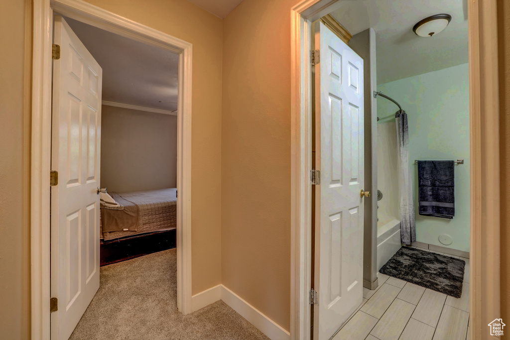 Bathroom with crown molding