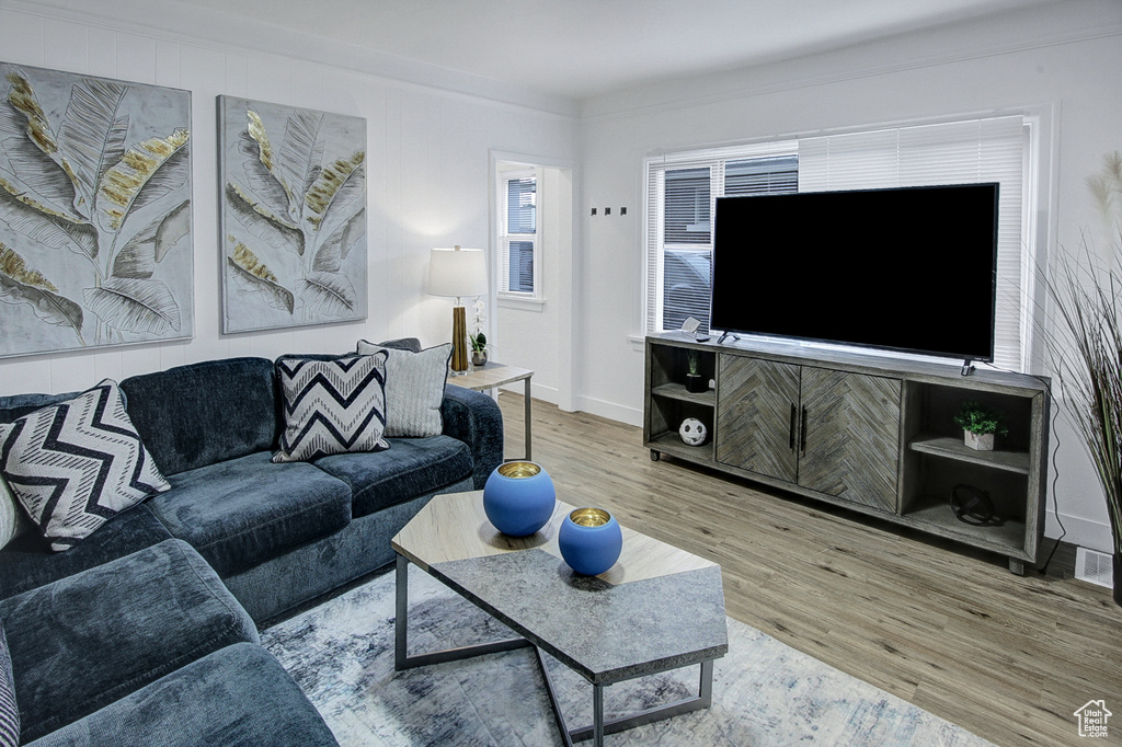 Living room featuring light hardwood / wood-style floors