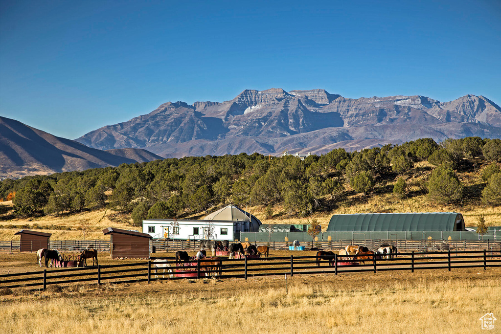 View of mountain feature with a rural view