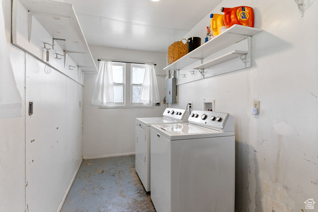 Washroom featuring washer hookup and separate washer and dryer