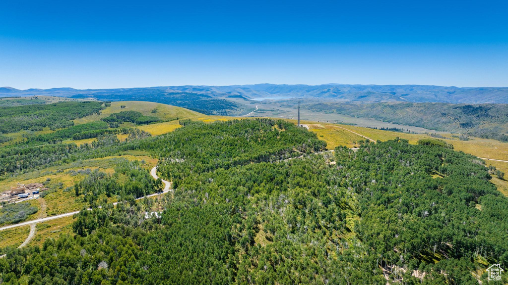 Birds eye view of property featuring a mountain view