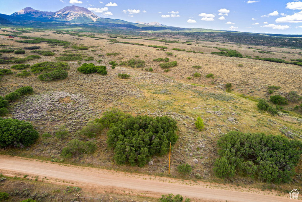 Drone / aerial view with a mountain view