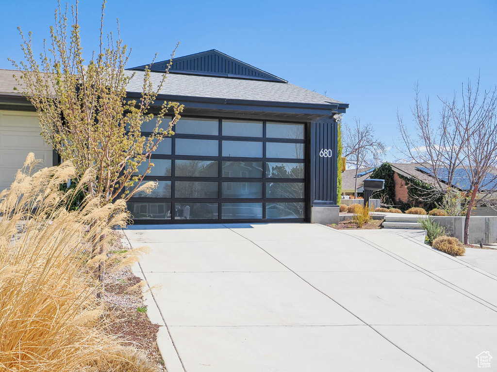 View of home\\\'s exterior featuring a garage