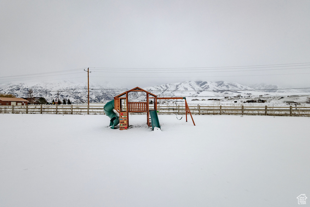 View of snow covered playground