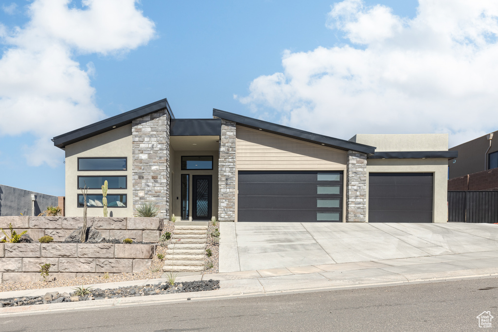 Contemporary house with a garage