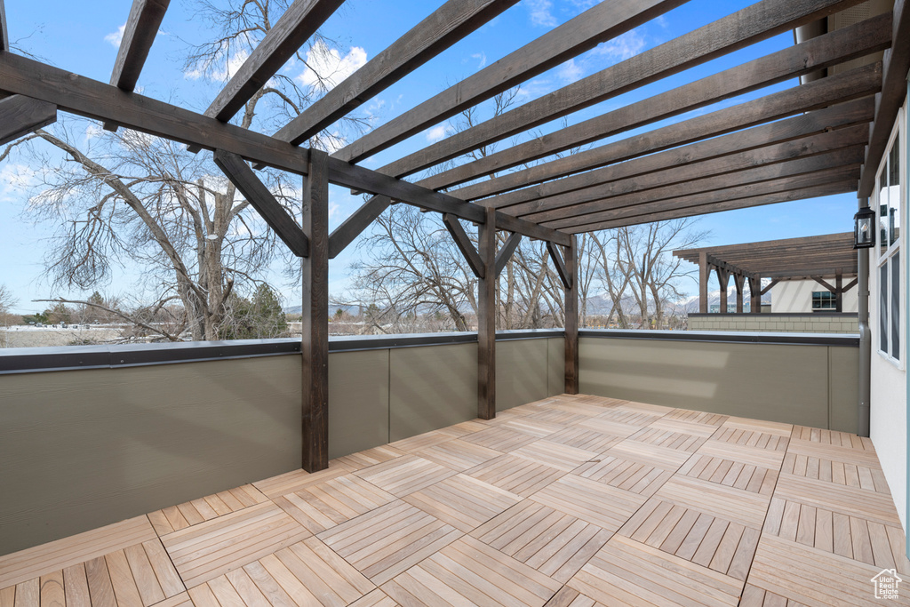 Wooden deck with a pergola