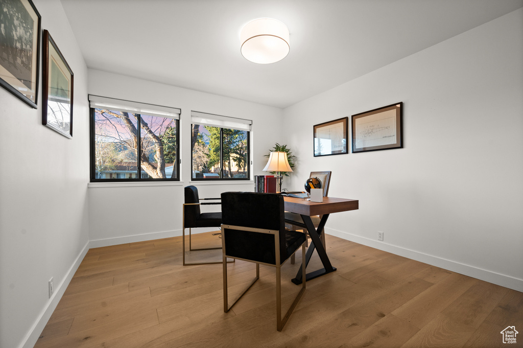Office featuring light wood-type flooring
