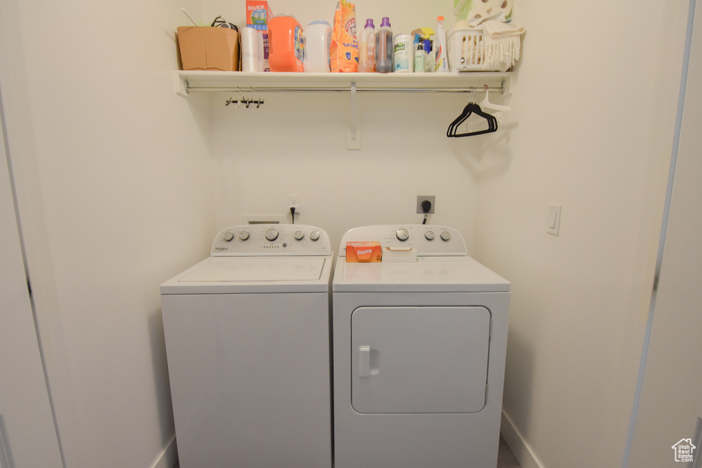 Laundry area with separate washer and dryer and hookup for an electric dryer