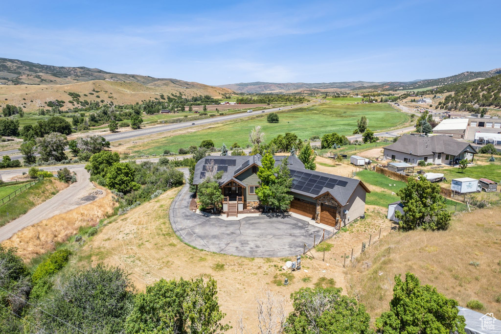 Bird\'s eye view featuring a mountain view