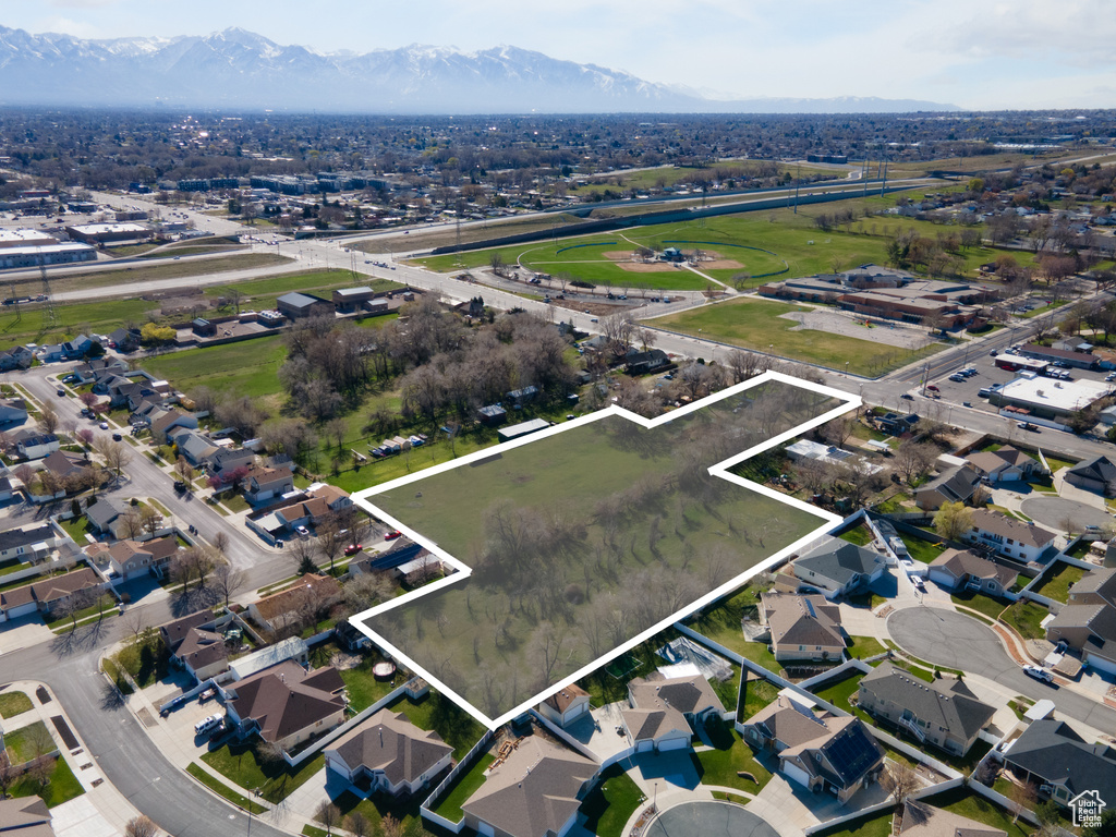 Drone / aerial view with a mountain view
