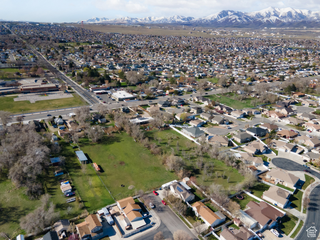 Drone / aerial view with a mountain view