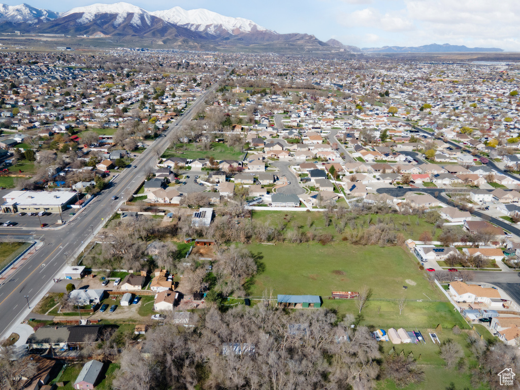 Drone / aerial view with a mountain view