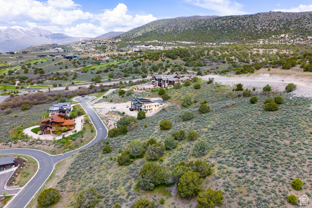 Drone / aerial view with a mountain view