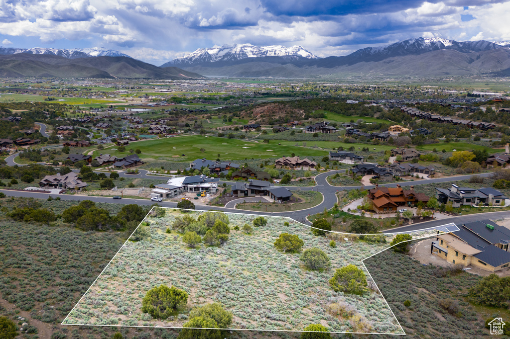 Aerial view featuring a mountain view