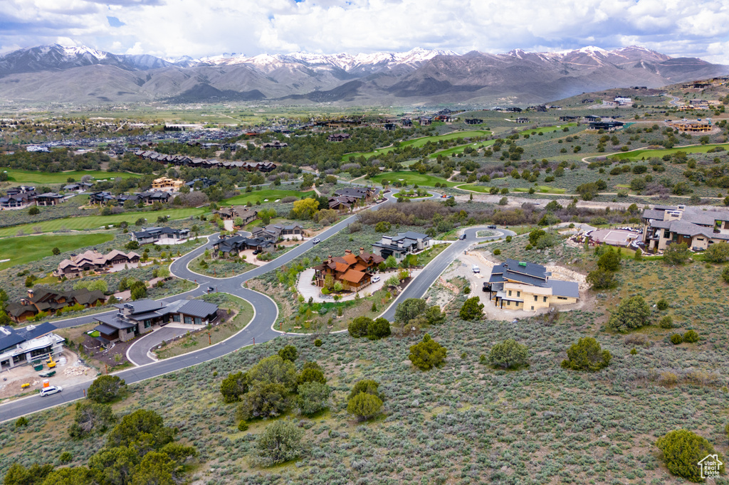 Bird's eye view with a mountain view