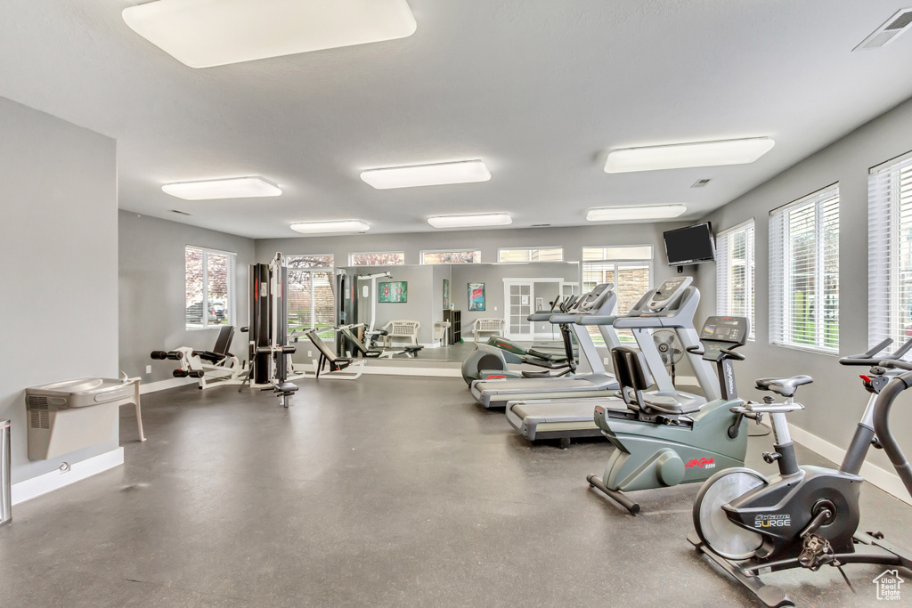 Gym with a wealth of natural light