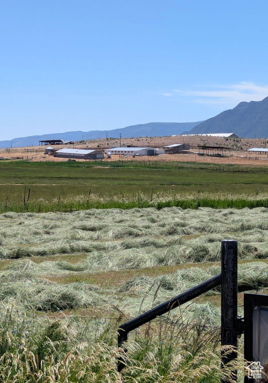 View of mountain background with rural landscape