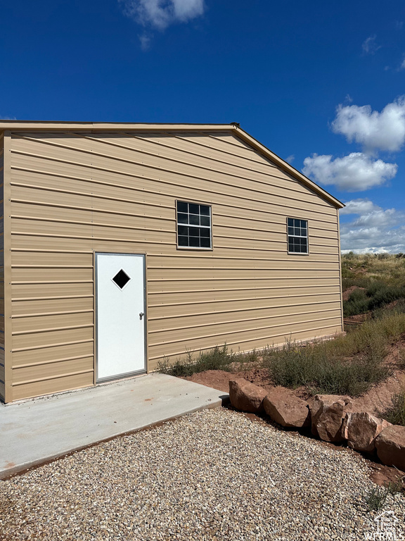 Exterior space with a patio area