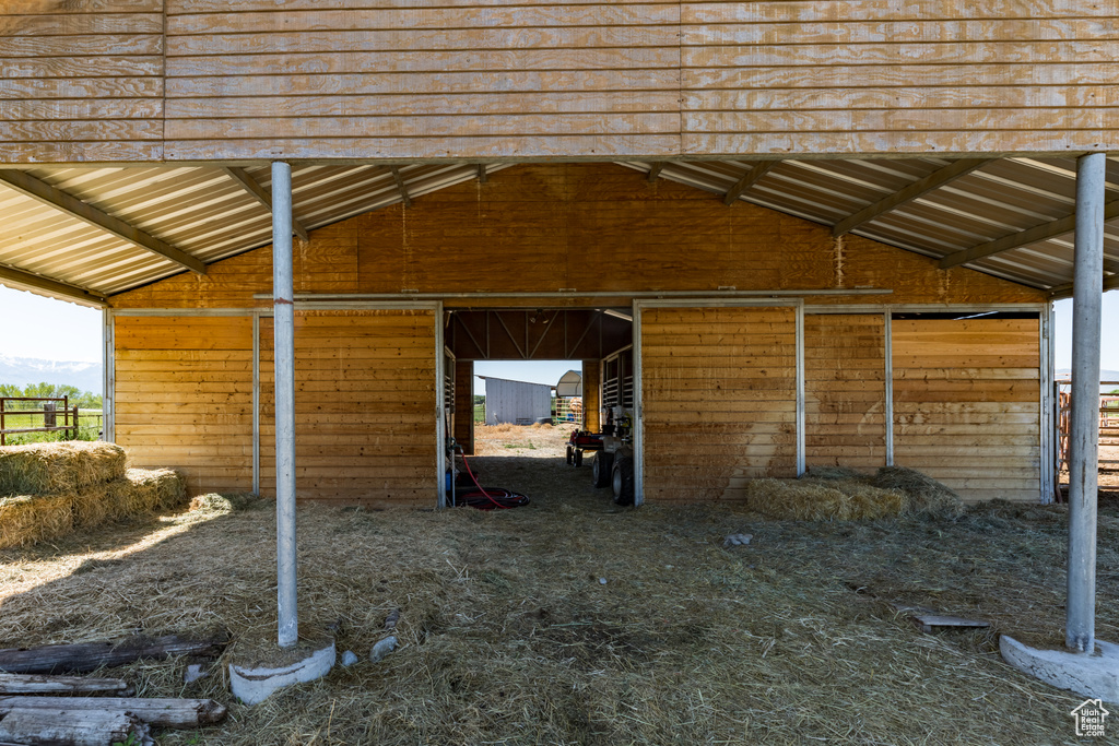 View of stable featuring an outdoor structure