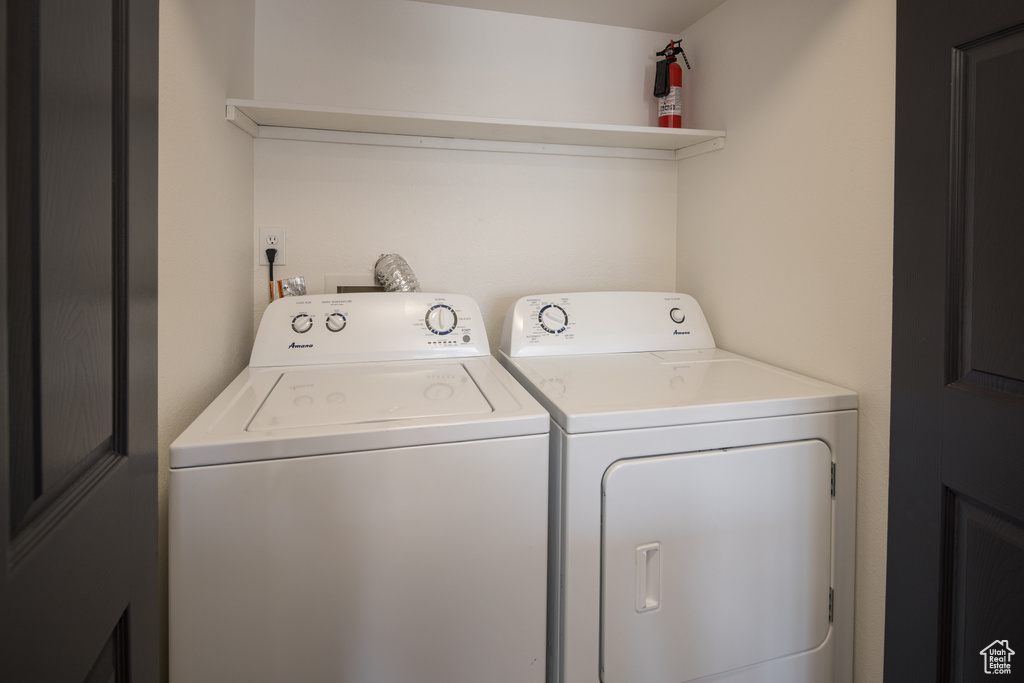 Laundry area featuring washing machine and dryer