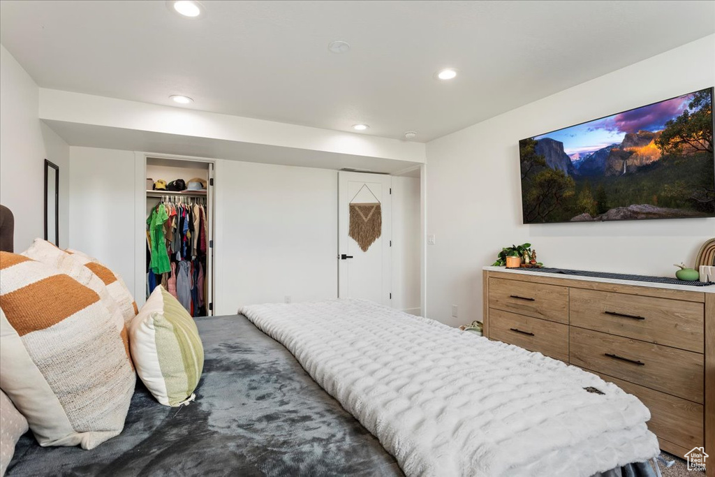 Bedroom with a spacious closet and a closet